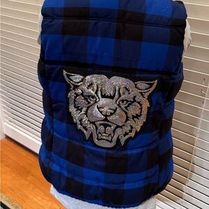 Custom Checked Sequin Wildcat Puffer Vest